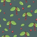 Basilic pattern with green leaves and red berries.